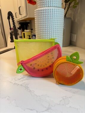 BEIS x Poppi mesh pouch set - Watermelon, Orange, Lime